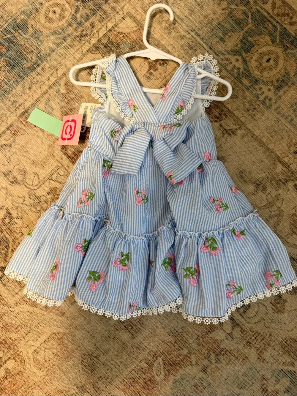 Rare Editions Kids' Floral Embroidered Seersucker Sundress & Tote